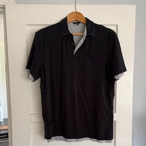 Theory Men's Black Polo with Light Gray layer